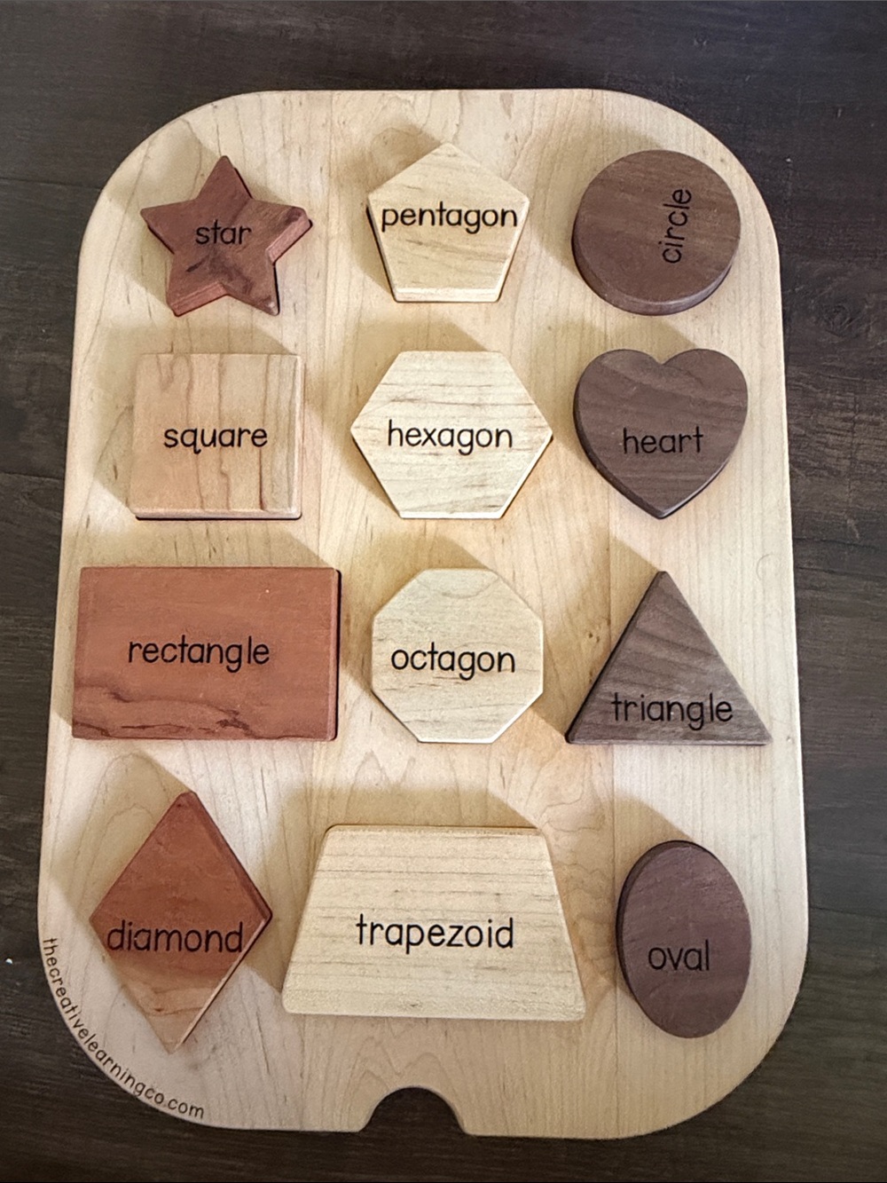 Wooden Shape Sorting Puzzle - Natural & Brown - Educational Toy